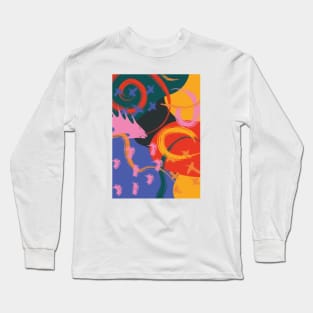 Colorful Retro Abstract Shapes 2 Long Sleeve T-Shirt